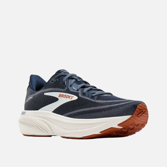 Scarpe da corsa Ares Sport Arezzo Brooks Ghost blu in mesh traspirante con suola ammortizzata bianca e marrone