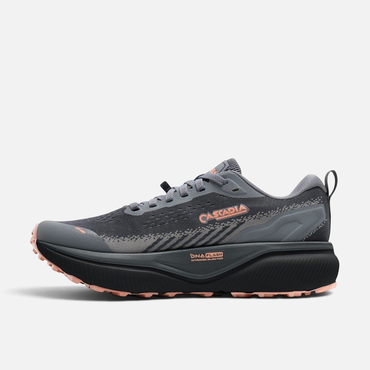 Scarpa da trail running Ares Sport Arezzo Brooks Cascadia grigia e rosa con tomaia in mesh e suola ammortizzata