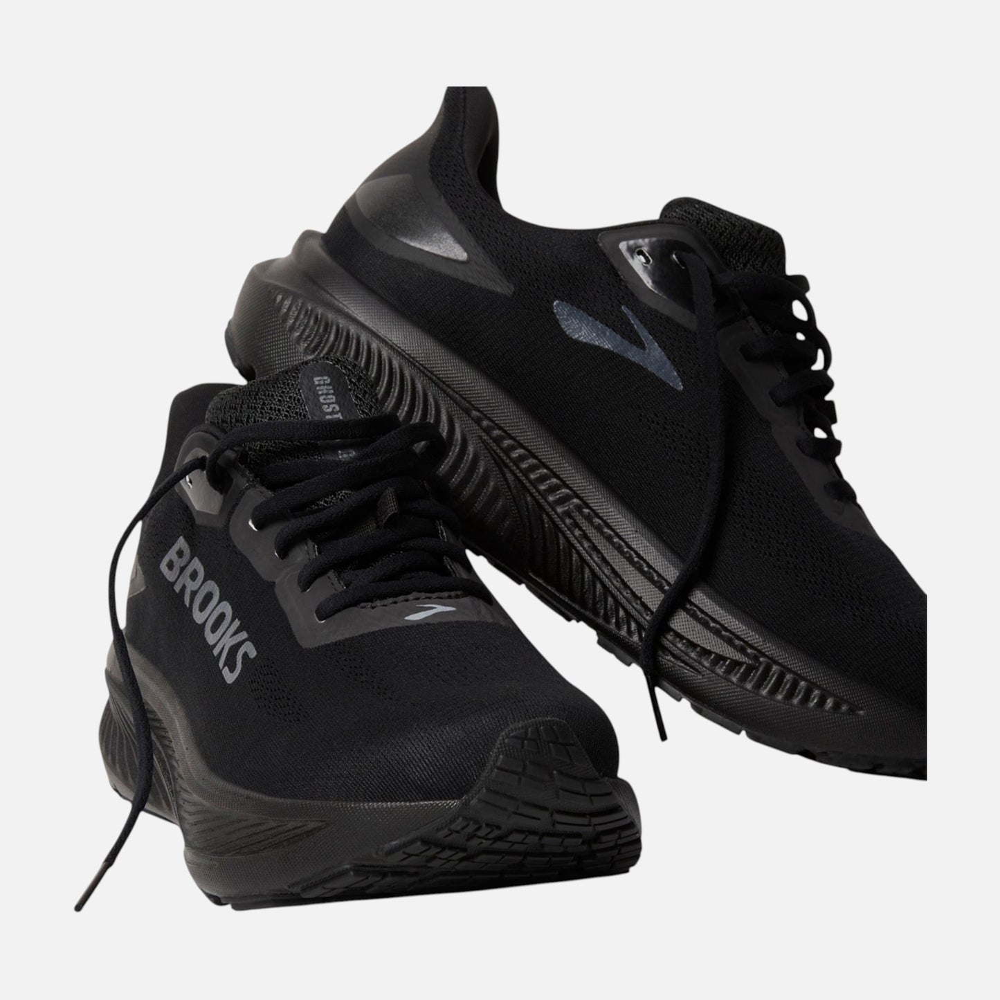 Scarpe da running Ares Sport Arezzo Brooks Ghost 18 GTX da donna, nere, in mesh tecnico con tecnologia impermeabile.