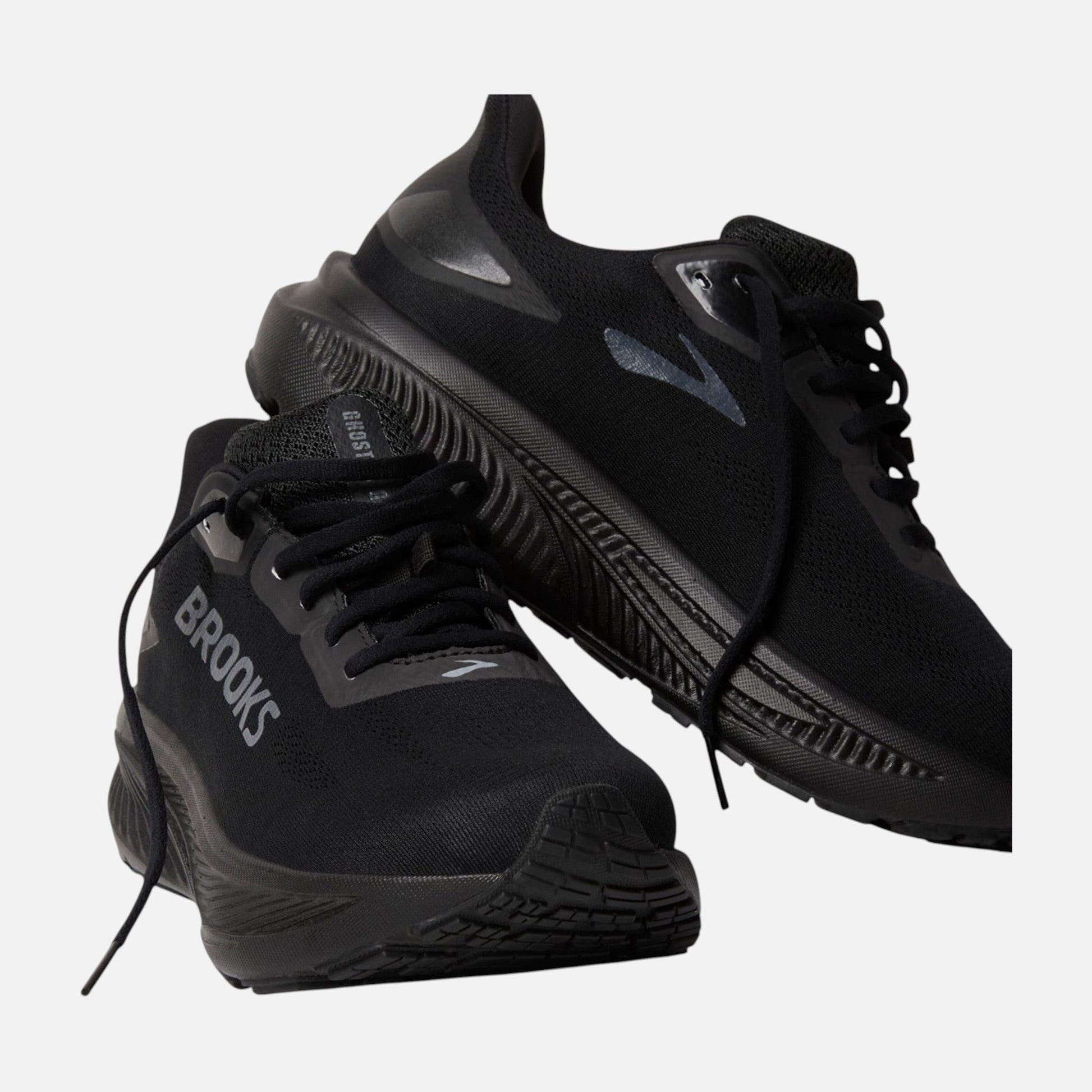 Scarpe da running Ares Sport Arezzo Brooks Ghost 18 GTX da donna, nere, in mesh tecnico con tecnologia impermeabile.