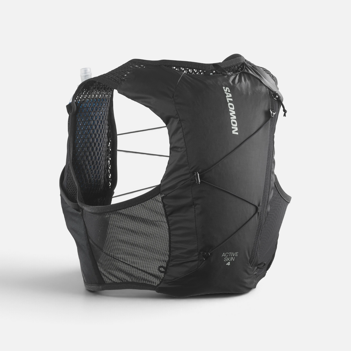 Gilet da trail running Salomon nero Ares Sport Arezzo con struttura in mesh traspirante e tasche per borracce