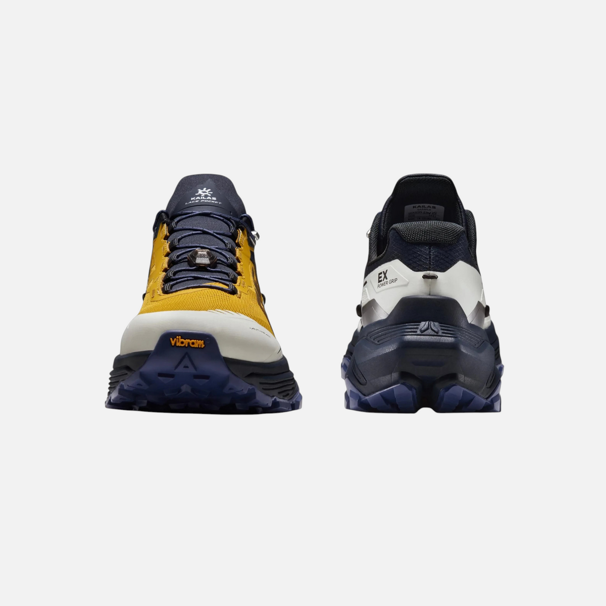 Scarpe da trail running Ares Sport Arezzo Kailas Fuga in giallo senape e blu navy con suola Vibram e allacciatura rapida