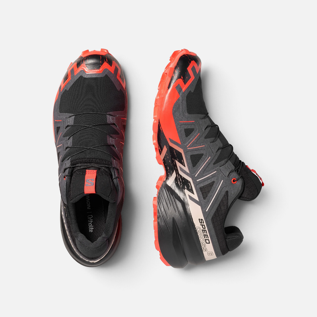 Scarpe da trail running Ares Sport Arezzo Salomon Speedcross 6 nere e rosse con suola Mud Contagrip e sistema Quicklace