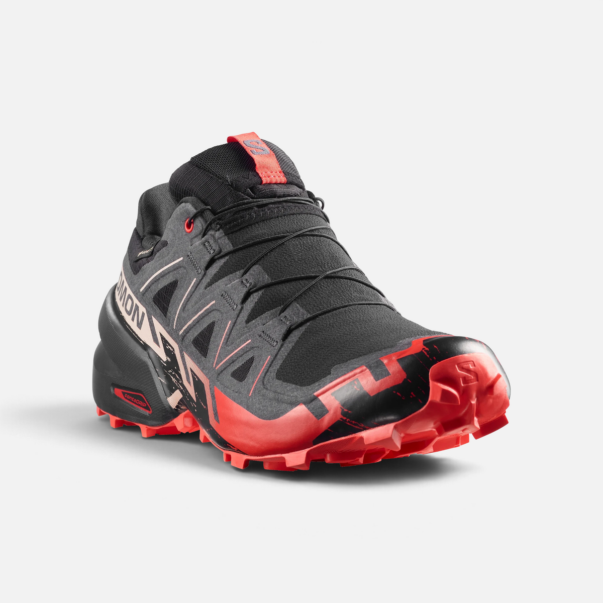 Scarpe da trail running Ares Sport Arezzo Salomon Speedcross 6 nere e rosse con suola Mud Contagrip e sistema Quicklace