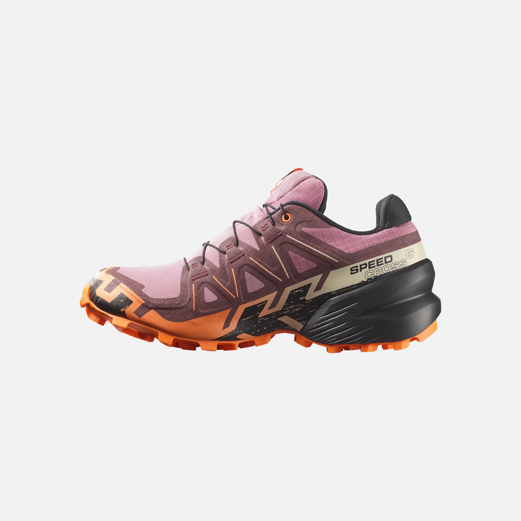 Scarpe da trail running Ares Sport Arezzo Salomon Speedcross 6 viola e arancioni con suola tecnica a tasselli
