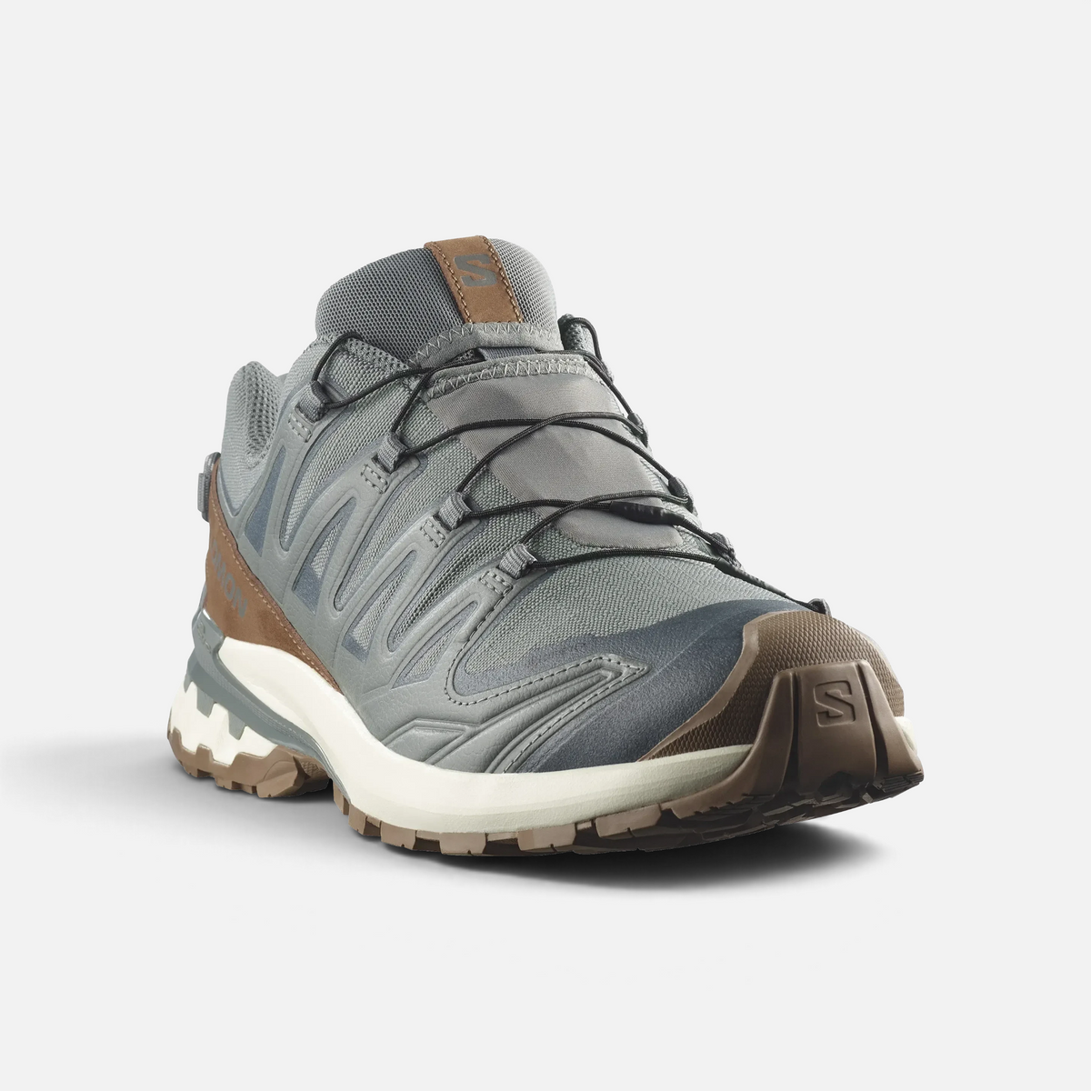 Scarpe da trail running Ares Sport Arezzo Salomon XA Pro 3D grigie con dettagli color cuoio e allacciatura rapida