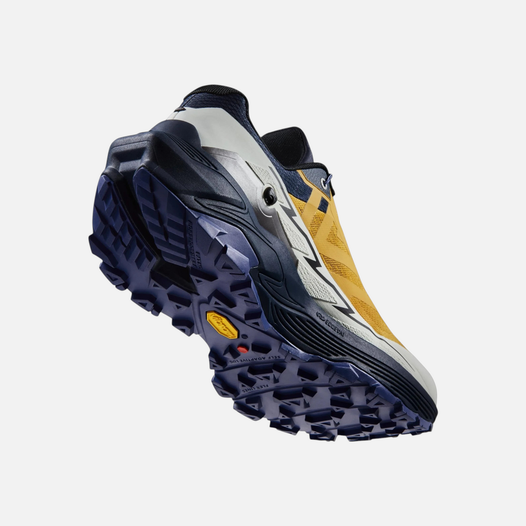 Scarpe da trail running Ares Sport Arezzo Kailas Fuga gialle e blu con suola Vibram ad alta trazione