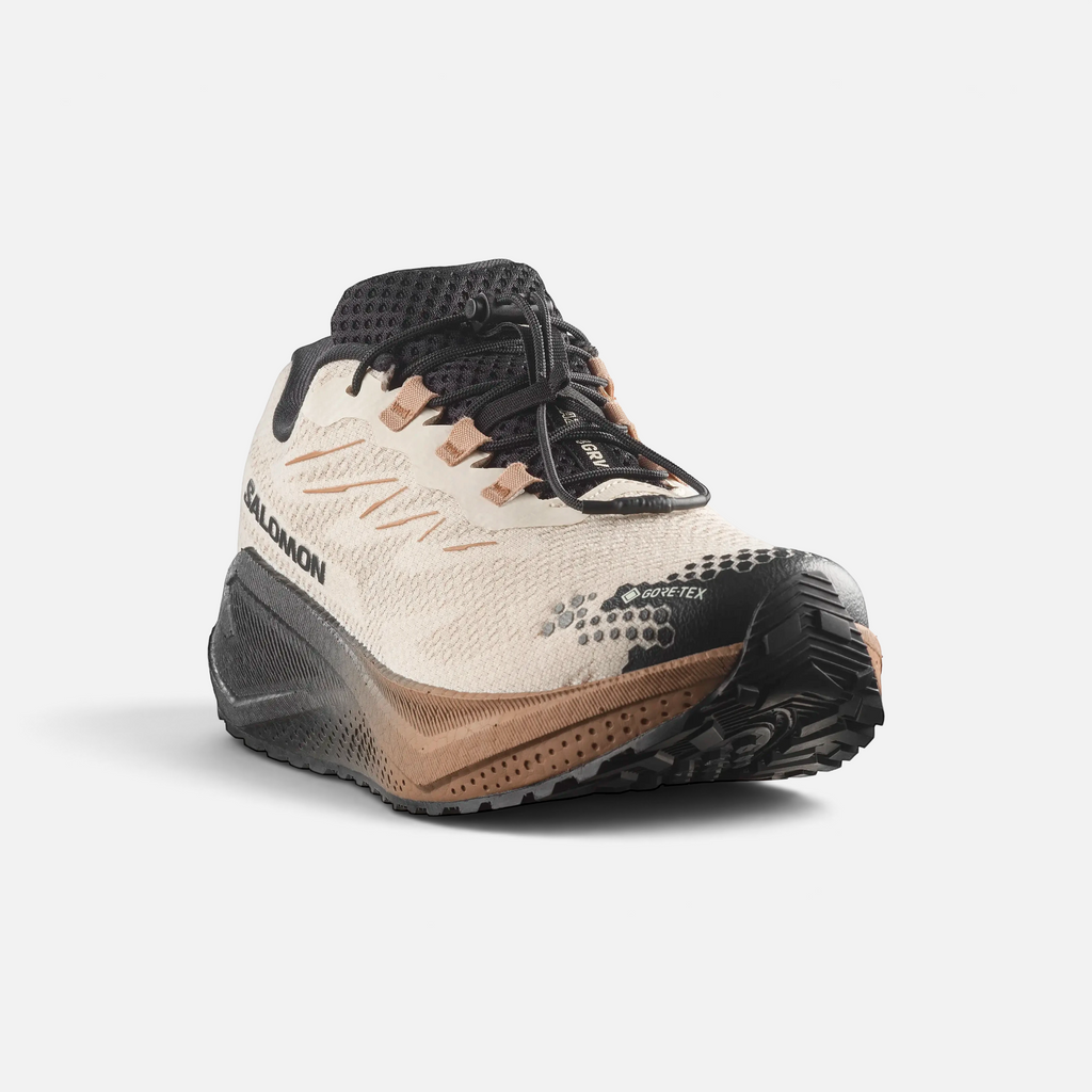 Scarpe da trail running Ares Sport Arezzo Salomon in tessuto tecnico sabbia e nero con membrana impermeabile GORE-TEX