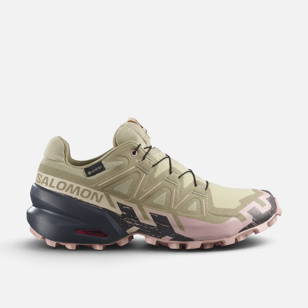 Scarpe da trail running Ares Sport Arezzo Salomon in tonalità beige e rosa con tecnologia impermeabile Gore-Tex
