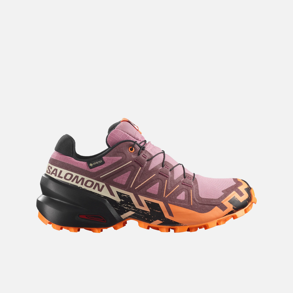 Scarpe da trail running Ares Sport Arezzo Salomon Speedcross viola e arancioni con suola tecnica tassellata