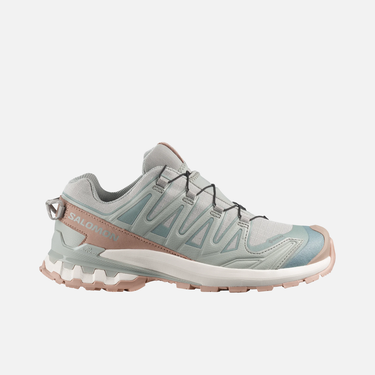 Scarpe da trail running Salomon Ares Sport Arezzo in grigio e rosa con sistema di allacciatura rapida e suola tecnica