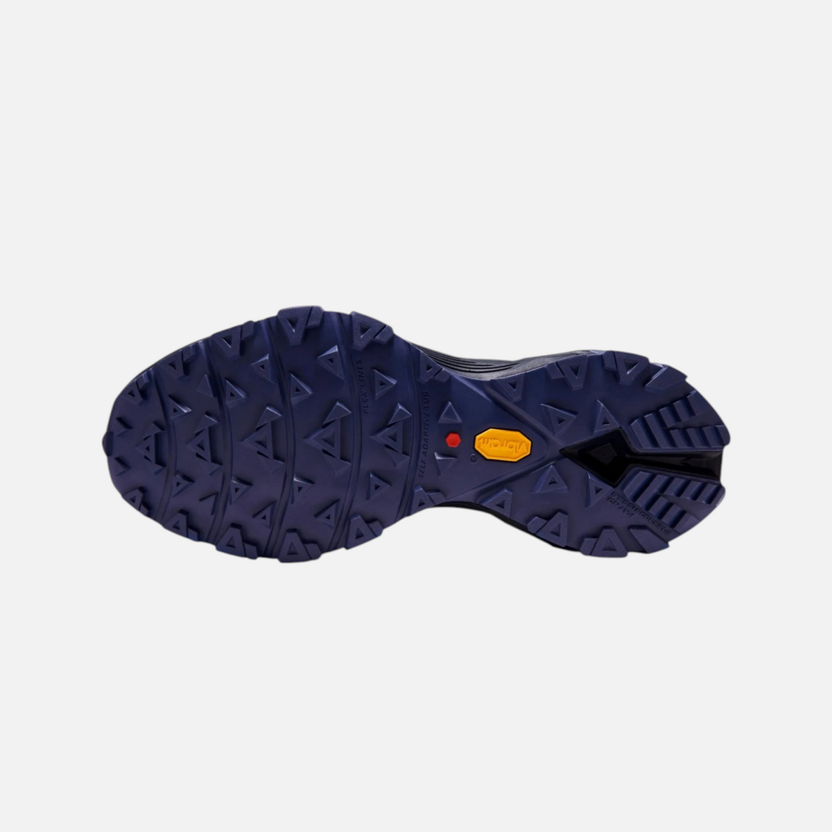 Suola Vibram blu navy con tasselli multidirezionali per scarpe da trail running Ares Sport Arezzo Kailas Fuga