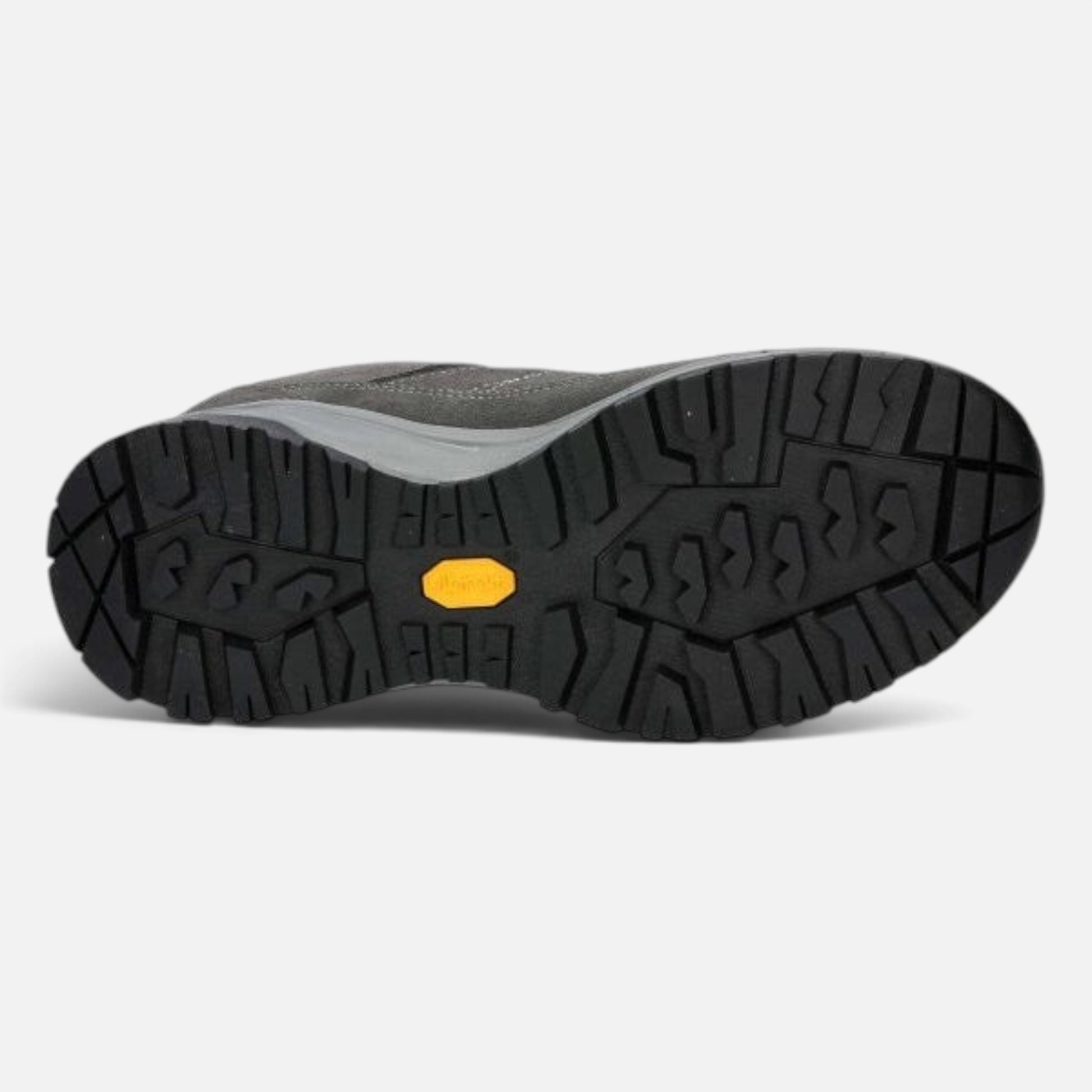 Suola Vibram nera antiscivolo di scarpe da trekking Ares Sport Arezzo in pelle scamosciata grigia