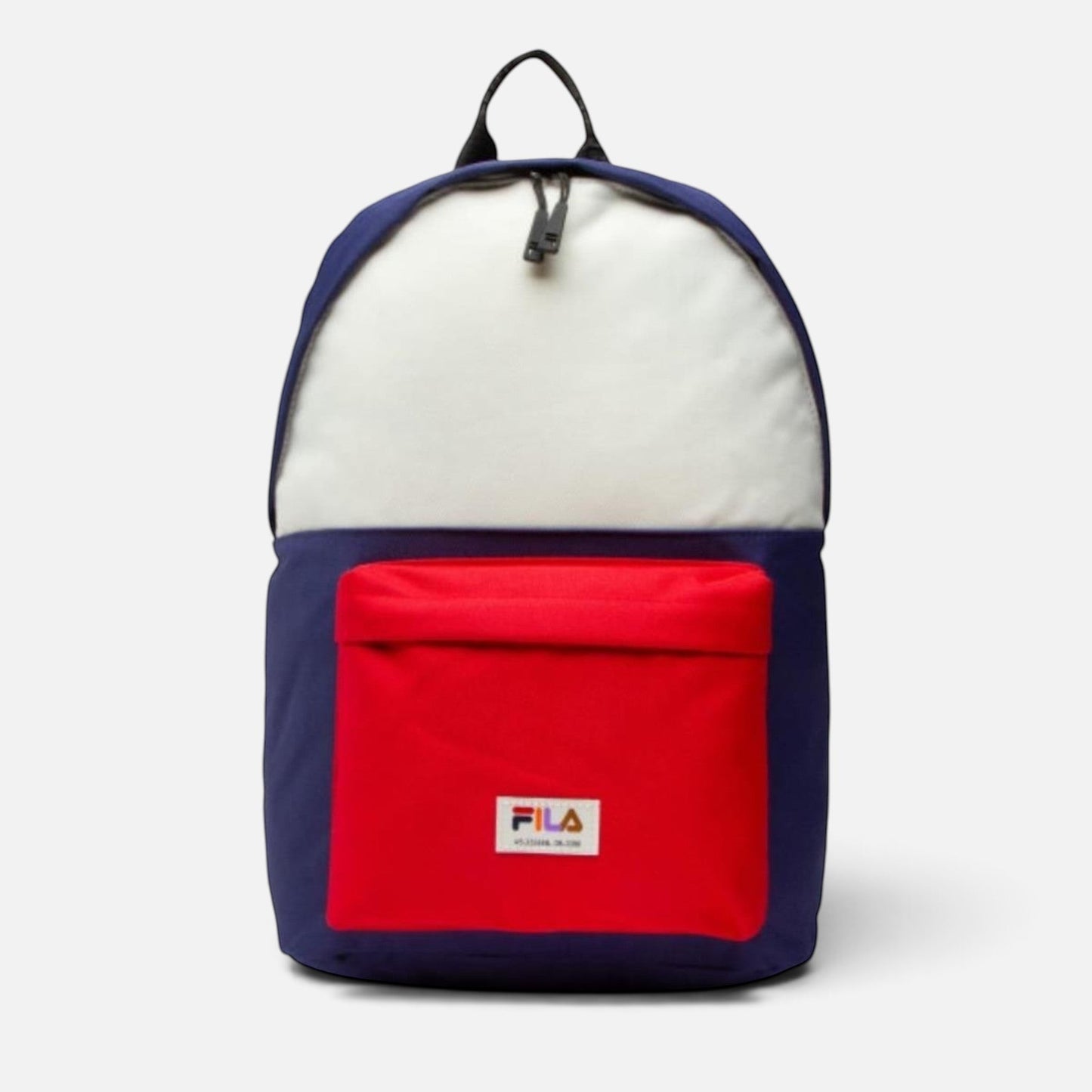 Zaino Ares Sport Arezzo Fila Bejaia tricolore con tasca frontale rossa, scomparto bianco e base blu