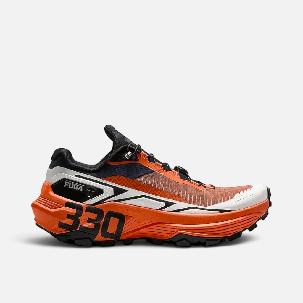Scarpa da trail running Ares Sport Arezzo Kailas Fuga 330 arancione, nera e bianca con suola Vibram ammortizzata